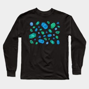 Blue gemstones pattern (black version) Long Sleeve T-Shirt